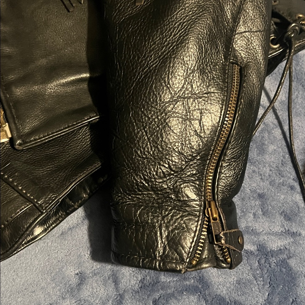Vintage Unik Black Leather Jacket with Fringe, Beads & Braiding - Picture 10 of 16